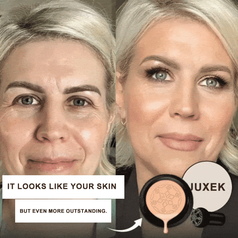 Juxek Anti-Aging Foundation Cushion - Wrinkle Reducer Makeup with SPF | Hydrating Full Coverage Face Foundation for Mature Skin | Long-lasting Glow Finish